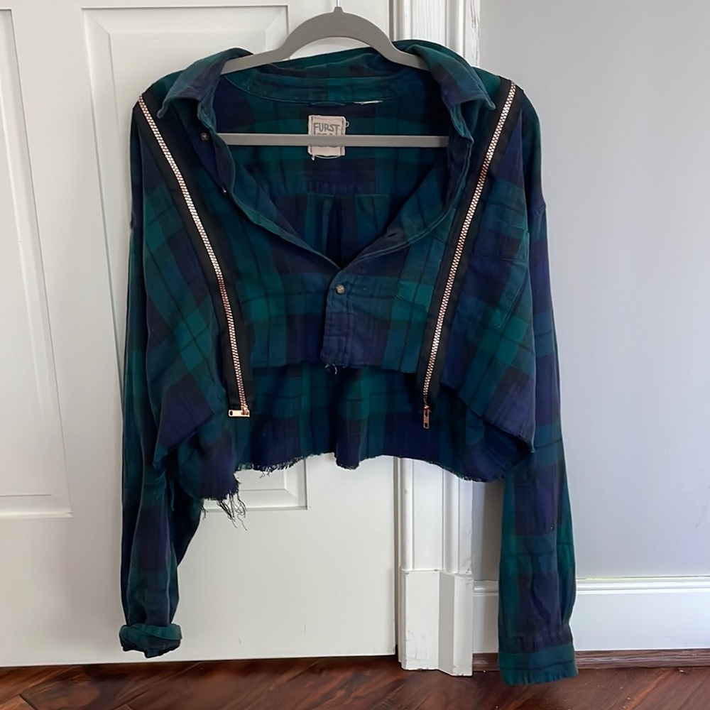 Super cool furst of w kind cropped bottom down sweater